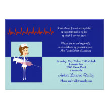 Caricature Nursing School Graduation Invitation #2