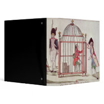 Caricature of Louis XVI in a cage 3 Ring Binders