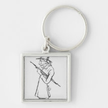 Caricature of Soren Aabye Kierkegaard Key Chains