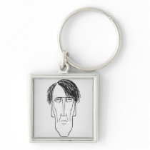 Caricature of W.B. Yeats, 1898 Key Chain