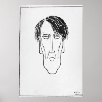 Caricature of W.B. Yeats, 1898 Poster