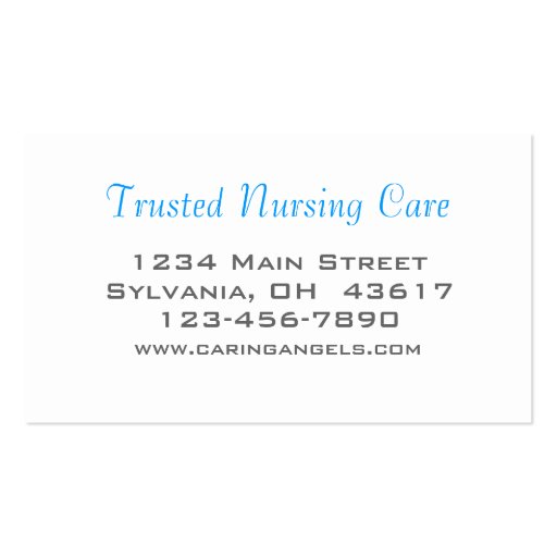 Caring Angels Nursing Care Business Card Template (back side)