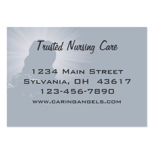 Caring Angels Nursing Care Business Card Templates (back side)