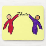 CARING IMAGES~UNITE (yellow background) mousepad