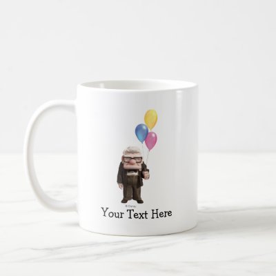 Carl from the Disney Pixar UP Movie Holding mugs