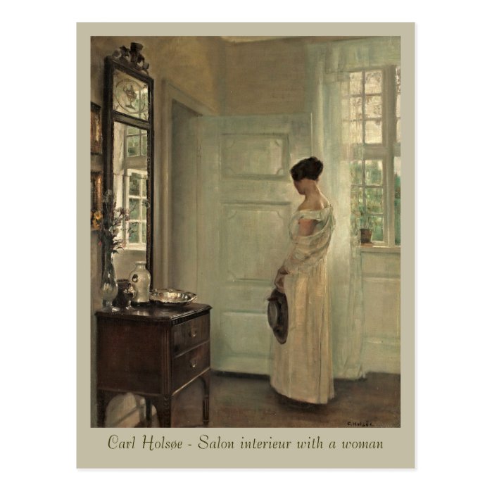 Carl Holsøe - Salon interieur with a woman CC0571