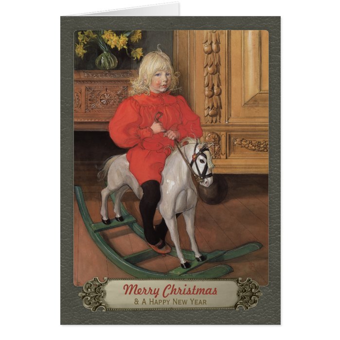 Carl Larsson Boy on rocking horse CC0078 Christmas Card