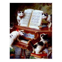 Carl Reichert Kittens Playing Piano Post Card