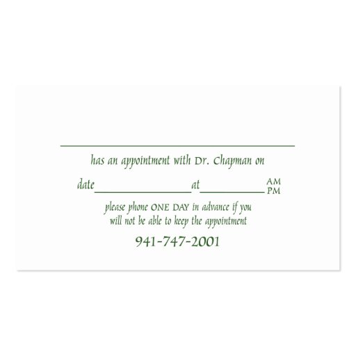 Carla Card with Fax # Business Card (back side)