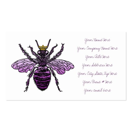 Carleigh's Queen Bee Business Cards (front side)