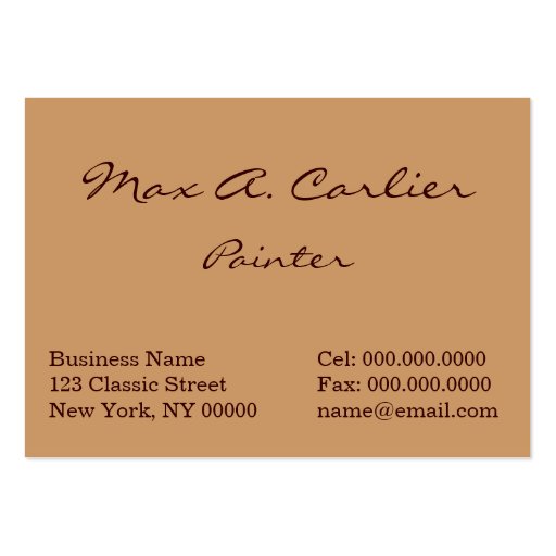 Carlier: Preparing for the Party Business Cards (back side)