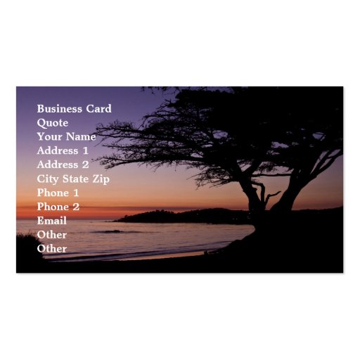 Carmel, CA Sunset Business Card (front side)