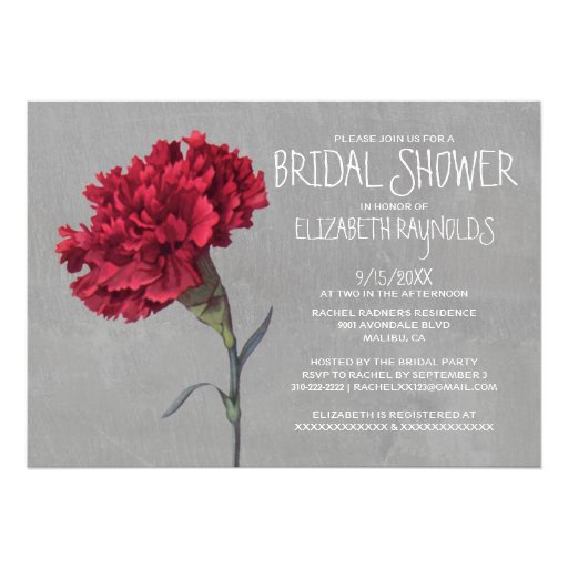 Carnation Bridal Shower Invitations