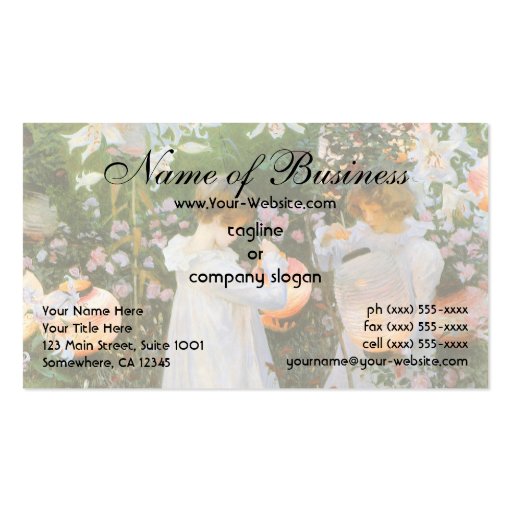 Carnation, Lily, Lily, Rose by John Singer Sargent Business Card Templates