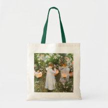 Carnation, Lily, Lily, Rose, Sargent Victorian Art Canvas Bag