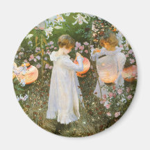 Carnation, Lily, Lily, Rose, Sargent Victorian Art Magnet