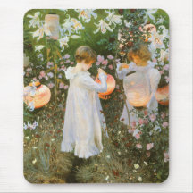 Carnation, Lily, Lily, Rose, Sargent Victorian Art Mouse Pad