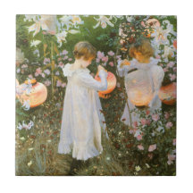 Carnation, Lily, Lily, Rose, Sargent Victorian Art Ceramic Tile