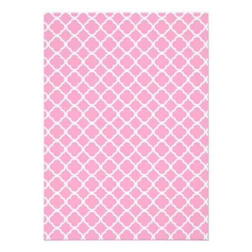 Carnation Pink Quatrefoil Custom Invitation