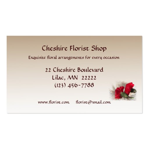 Carnations Florist Business Card Template (back side)