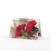 Carnations on Brocade Easter Greeting Cards