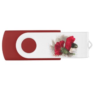 Carnations on Brocade Swivel USB 2.0 Flash Drive