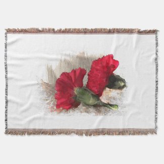 Carnations on Brocade Throw Blanket