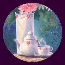 CARNATIONS & TEAPOT by SHARON SHARPE stickers