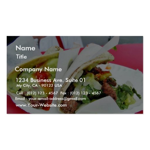 Carne Asada Tacos Guacamole Business Card (front side)
