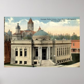 Carnegie Library San Bernardino CA Vintage c1915 print