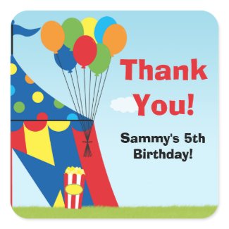 Carnival Birthday Party Favor Sticker
