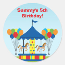 Carnival Birthday Party Favor Sticker