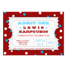 Carnival Christening Party Ticket Invitation