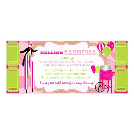 Carnival Circus Theme Birthday Pink Kiwi Personalized Invitations