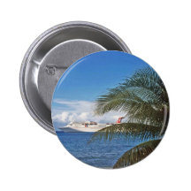 Carnival cruise ship docked at Grand Cayman Island Pinback Button