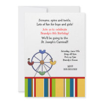 Carnival Ferris Wheel Birthday party invitation