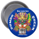 Carnival Gumbo Queen View Hints please Pinback Buttons