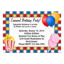Carnival Lights and Snacks Custom Invitations