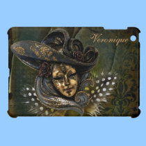 Carnival Mask-Green Damask  iPad Mini case ipad mini cases