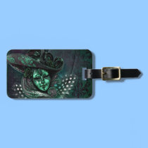 Carnival Mask-Jade Green Damask Luggage Tag luggage tags