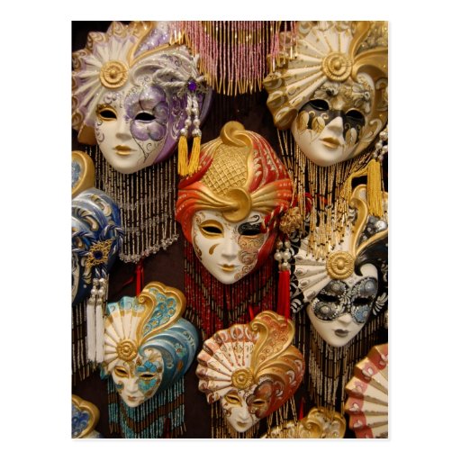 Carnival Masks in Venice Postcard
