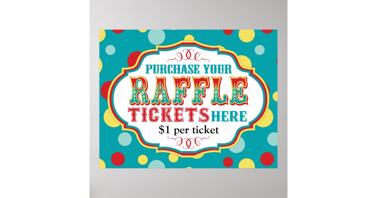 carnival or circus raffle ticket booth sign poster zazzle raffle ticket poster ideas