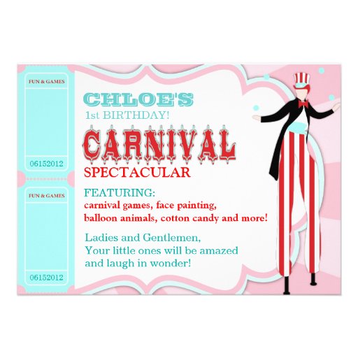 Carnival Pink 2 Personalized Invite