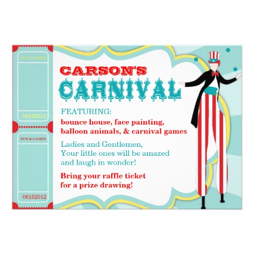 Carnival Theme Birthday Invitation A7-AQRD