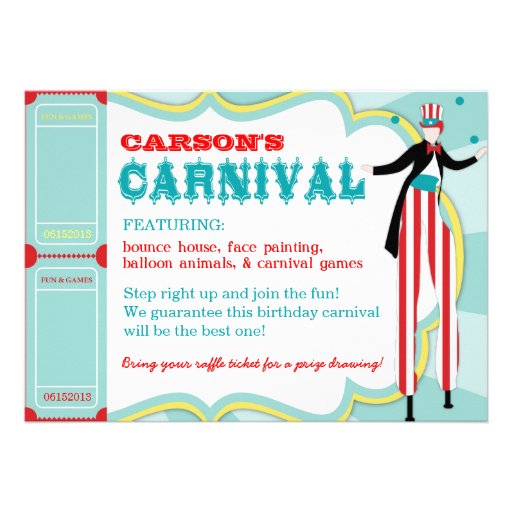 Carnival Theme Birthday Invitation A7-AQRD