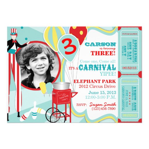 Carnival Theme Birthday Invitation A7-AQRD