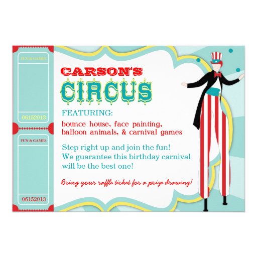Carnival Theme Birthday Invitation A7-AQRD-CIRCUS