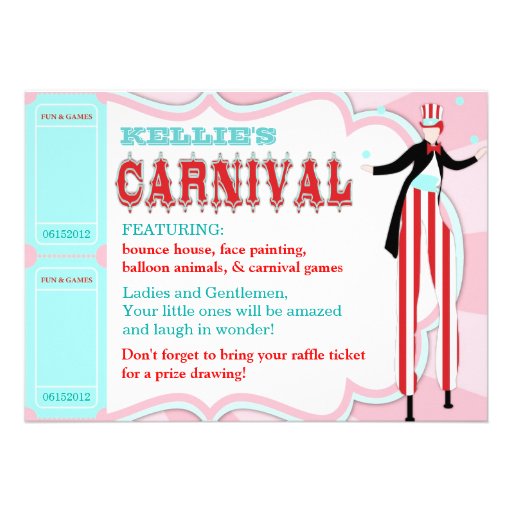 Carnival Theme Birthday Invitation A7-PKRD
