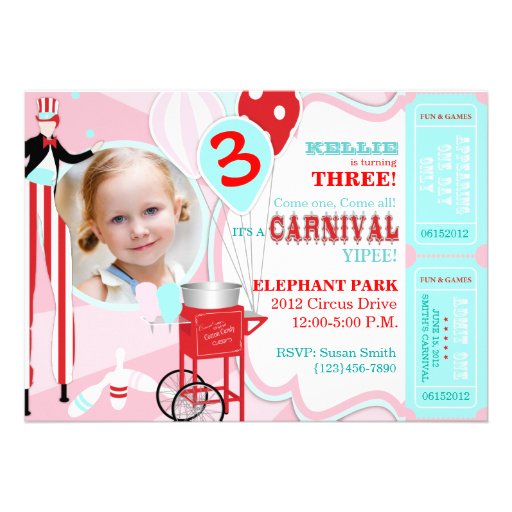Carnival Theme Birthday Invitation A7-PKRD