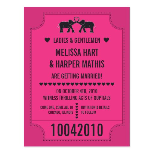 Carnival Ticket Save the Date Postcard